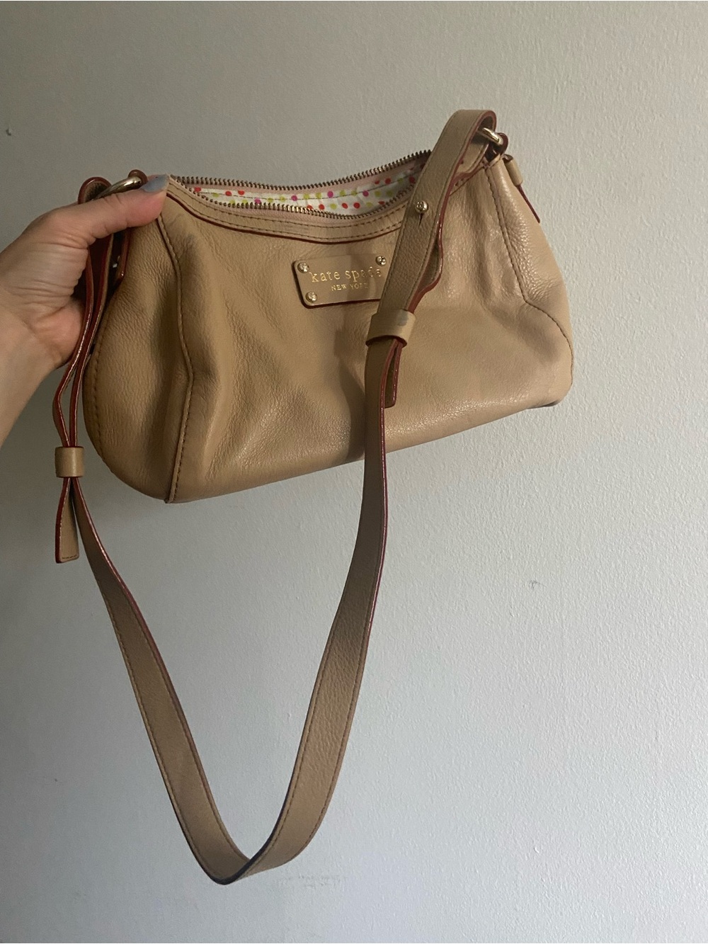 2000s Kate Spade leather Camel shoulder bag